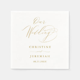 Elegant Guld Skripttypografi Bröllop Napkins Pappersservett