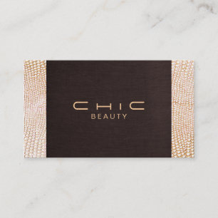 Elegant Guld Snakeskin Brown Linen look Classy Visitkort
