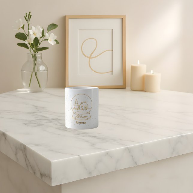 Elegant Guld Snö Globe-julen Mugg Jumbo Mugg (Skapare uppladdad)