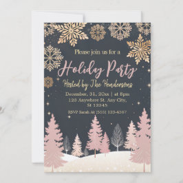 elegant guld snö Julfest för mjuk rosa Inbjudningar