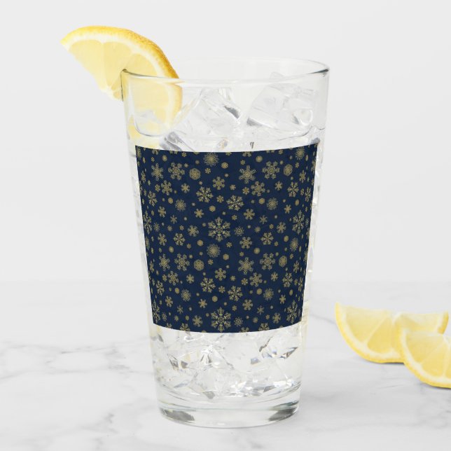 Elegant guld snöflinga vinter mönster glaskopp (Framsida Ice)