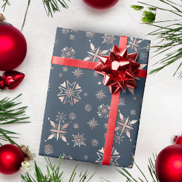 Elegant Guld Snöflingor Blue Helgdag Presentpapper