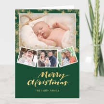 Elegant Guld Snöflingor Chic  Script Modern Grönt