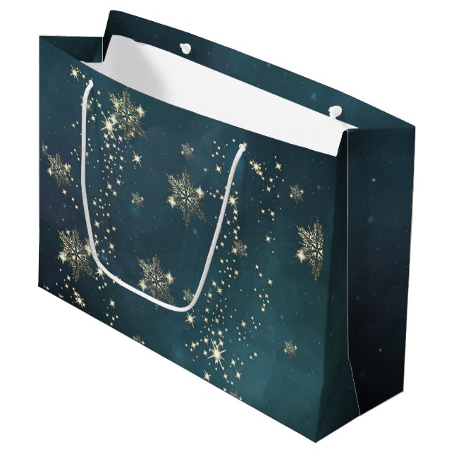 Elegant guld snöflingor Grön (Framsidan Vinklad)