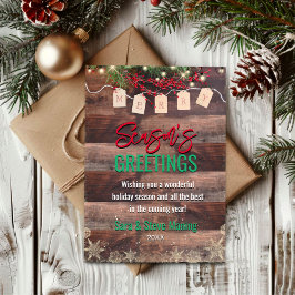 Elegant guld snöflingor grönt löv jul jul i julkort