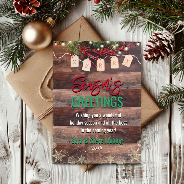 Elegant guld snöflingor grönt löv jul jul i  julkort (Skapare uppladdad)