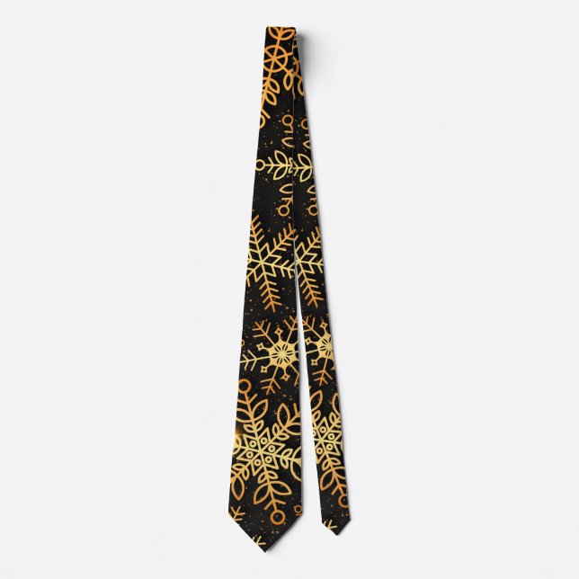 Elegant Guld Snöflingor jul | Necktie Slips (Framsida)