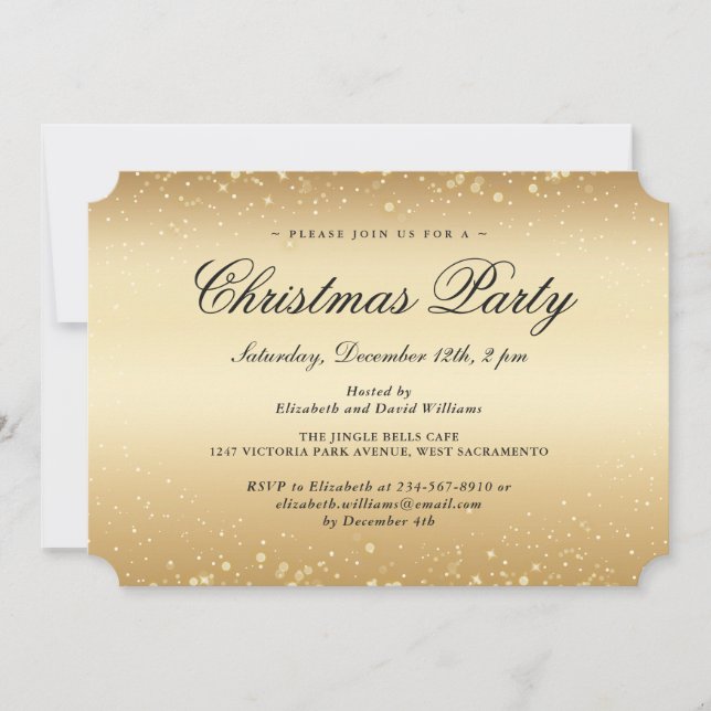 Elegant Guld Snöflingor Julfest jul Inbjudningar (Framsida)