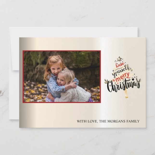 Elegant Guld Snöflingor,Julgran,Ditt foto (Framsida)