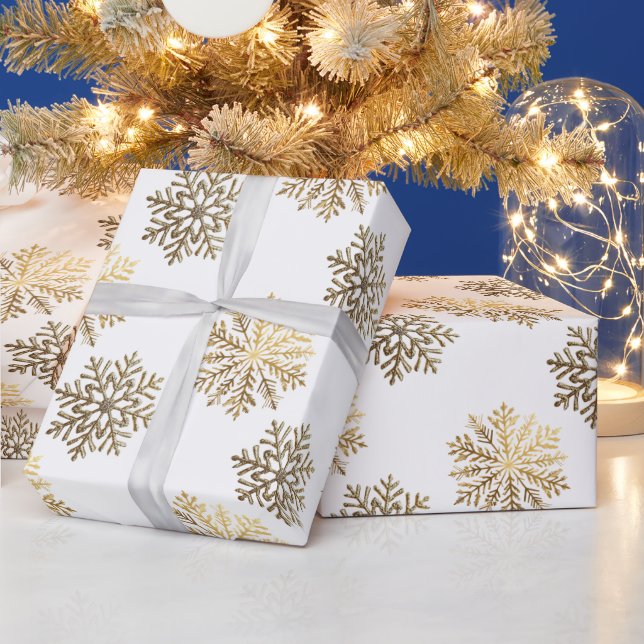 Elegant Guld Snöflingor Mönster Gott Nytt År Presentpapper (Helgdagar)