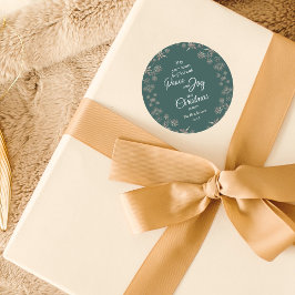 Elegant Guld Snöflingor Peace Joy Grönt Runt Klistermärke