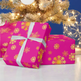 Elegant guld snöflingor rosa Wrapping Papper Presentpapper