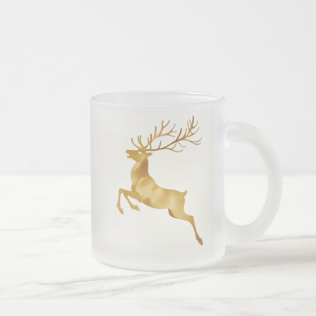 Elegant Guld snöflingsträdare Moose god jul Frostad Glasmugg (Höger)
