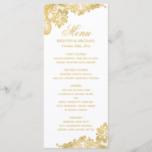Elegant Guld Snöre Mönster Bröllop Menu Meny