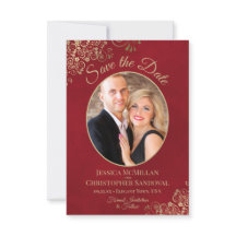 Elegant Guld Snöre och ovalfoto MarLED Red Bröllop