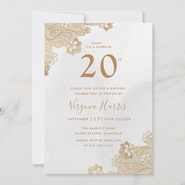 Elegant Guld Snöre Ornate 220:e födelsedagen Inbjudningar (Framsida)