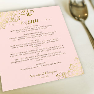 Elegant Guld Snöre - Rosa budgetmeny Bröllop