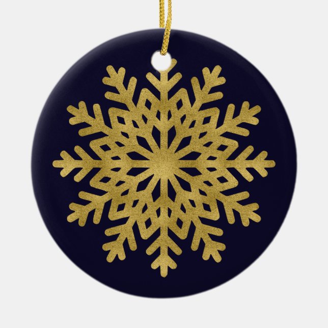 Elegant Guld Snowflake Helgdag Circle Ornamcle Julgransprydnad Keramik (Framsidan)