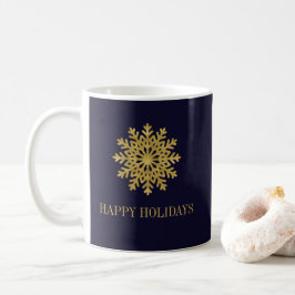 Elegant Guld Snowflake Helgdag Coffee Mugg