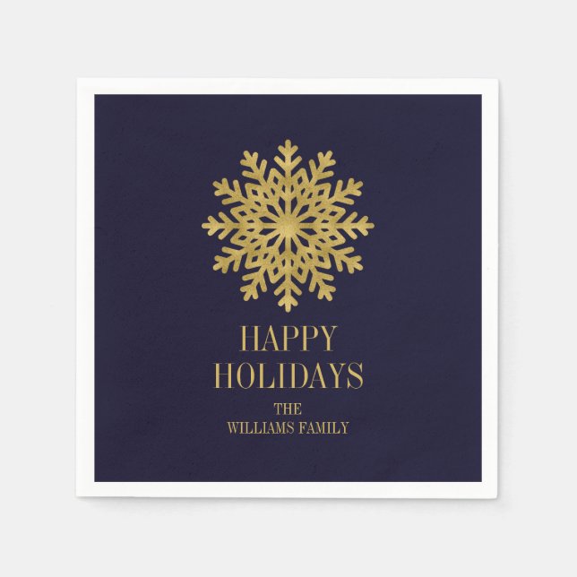 Elegant Guld Snowflake Helgdag Papper Napkins Pappersservett (Framsidan)