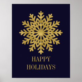 Elegant Guld Snowflake Helgdag Poster tecken