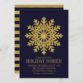 Elegant Guld Snowflake Julfest Card Inbjudningar