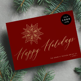 Elegant guld snowflake LOGOTYP business non-phol Julkort