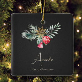 Elegant Guld Snowflake Modern God jul Bell Julgransprydnad Keramik