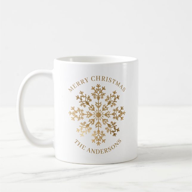 Elegant Guld Snowflake Namn jul Kaffemugg (Vänster)