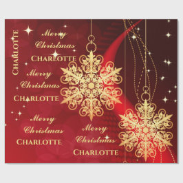 Elegant Guld Snowflake Namn - jul Presentpapper