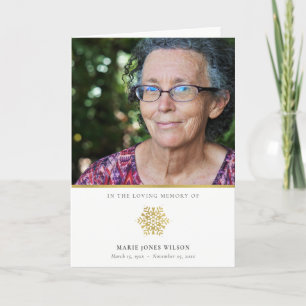 Elegant Guld Snowflake Photo Sympathy Memorial Tack Kort
