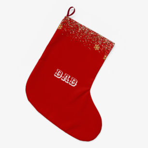 Elegant guld Snowflake som faller Julrött Stor Julstrumpa