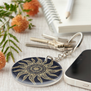 Elegant Guld Sol Mandala Blue Nebula Design