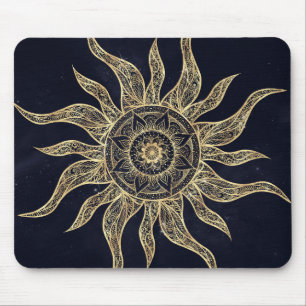 Elegant Guld Sol Mandala Blue Nebula Design Musmatta