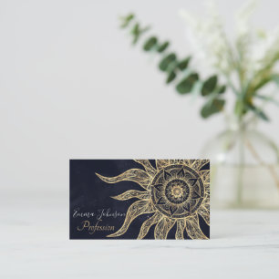 Elegant Guld Sol Mandala Blue Nebula Design Visitkort