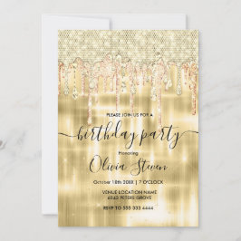 Elegant guld som droppar glitter i någon åldersmon inbjudningar