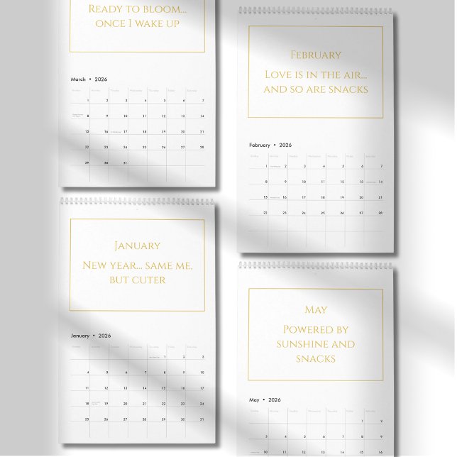 Elegant Guld Söt Citat Kalender 2026 (Skapare uppladdad)