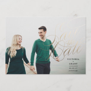Elegant Guld Spara kalligrafifotokortet Datumkalli Datumet