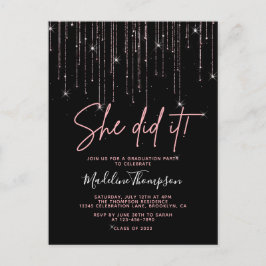 Elegant Guld Sparkling... Hon gjorde det Studenten Vykort