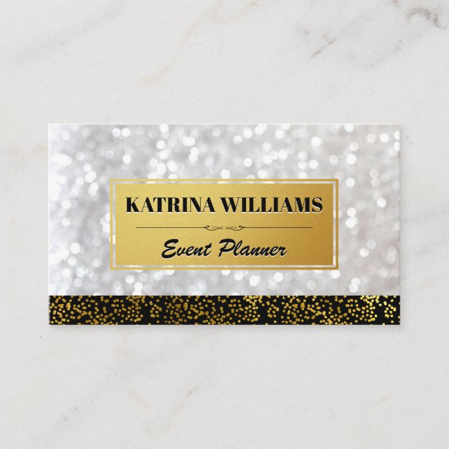 Elegant Guld Specks with Bokeh Glamor Visitkort (Framsida)