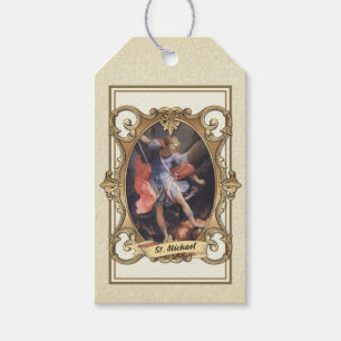 Elegant Guld St. Michael Archangel Religiösa Presentetikett
