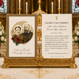 Elegant guld St. Zelie & Louis Martin bröllopskort Visitkort