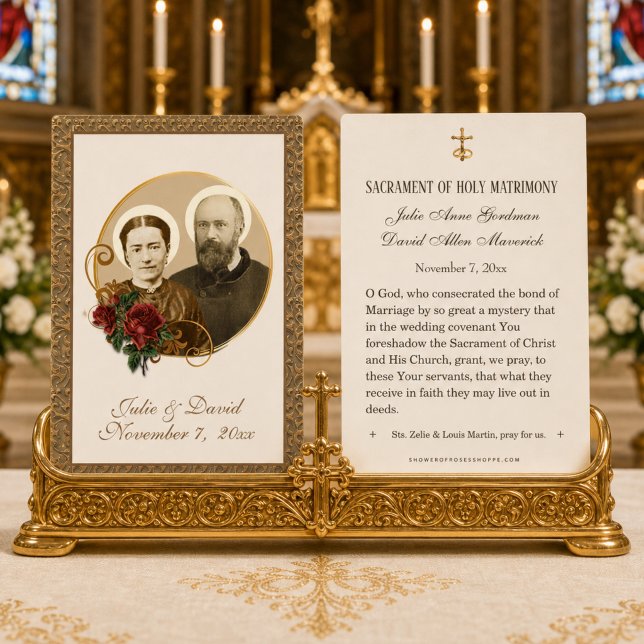 Elegant guld St. Zelie & Louis Martin bröllopskort Visitkort (Skapare uppladdad)