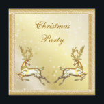 Elegant Guld Stags Classy jul Party<br><div class="desc">Vackra klasser i party inbjudan vid jul i guld med två eleganter som går ut från guld-stadier/hjort mot bakgrund av och vitt snöflingor och gnistor på en gyllene glödande gradient med söt guld ram. Chic, snyggt, moderna festliga inbjudningar med en romantisk vintage-elegans passar för alla dina helgdag- eller företagshändelser. All...</div>