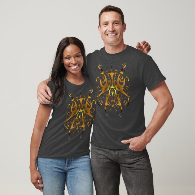 Elegant Guld Stam Mask Abstrakt Design T Shirt (Unisex)