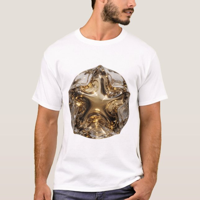 Elegant guld STAR BALL Djärv design T Shirt (Framsida)