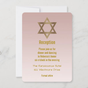 Elegant Guld Star of David Bat mitzvah Reception Inbjudningar
