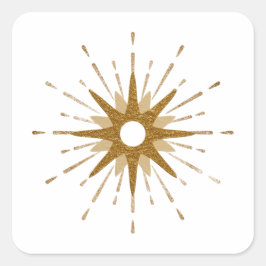 Elegant Guld Starburst Fyrkantigt Klistermärke