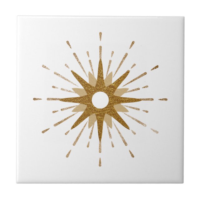 Elegant Guld Starburst Kakelplatta (Framsidan)