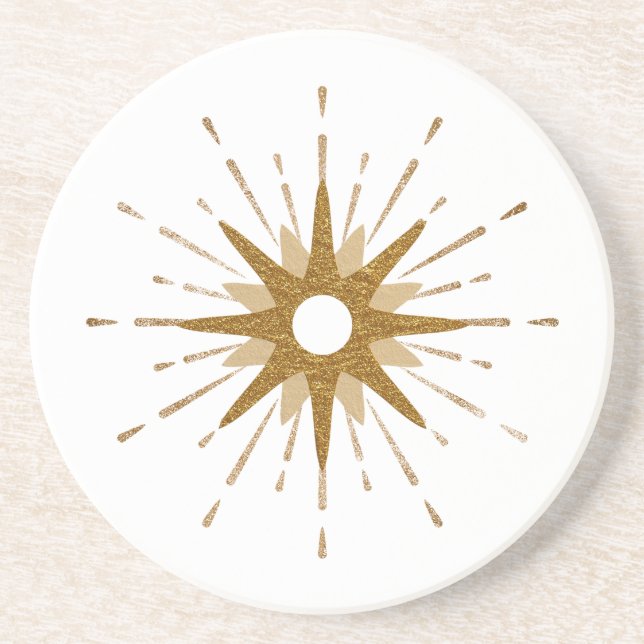 Elegant Guld Starburst Sandstone Underlägg (Framsidan)